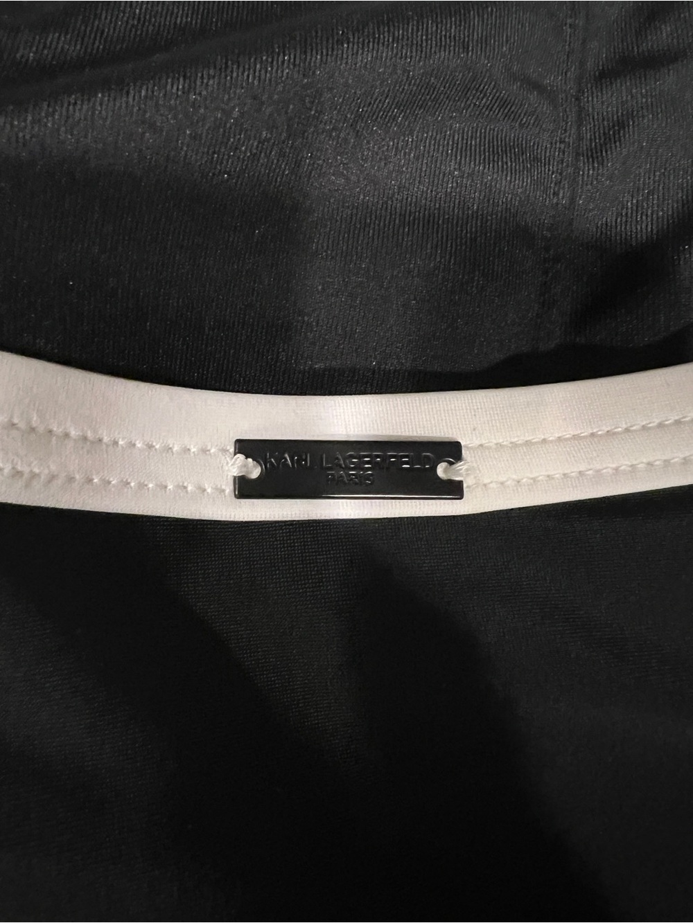 Karl Lagerfeld Black One-Piece Swimsuit with White Trim - Picture 4 of 4
